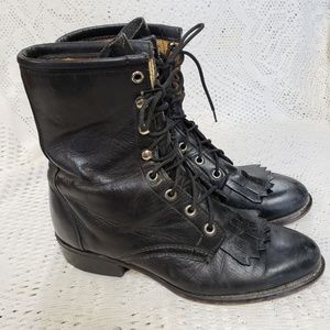 Laredo Women's Roper Black Laceup Boots Size 7